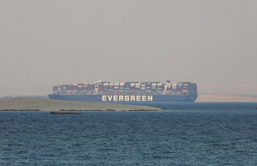Egyptian authorities impounded a massive cargo vessel
