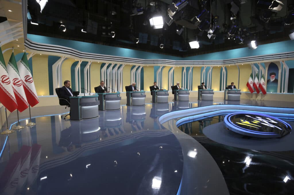 Iran's seven presidential candidates offered starkly different views Saturday in the country's final debate,