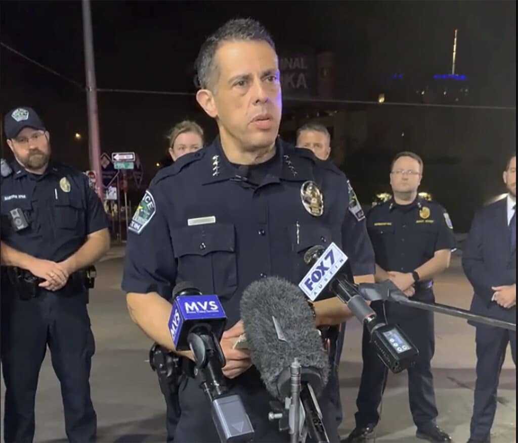 Someone opened fire in a popular entertainment district in downtown Austin early Saturday,