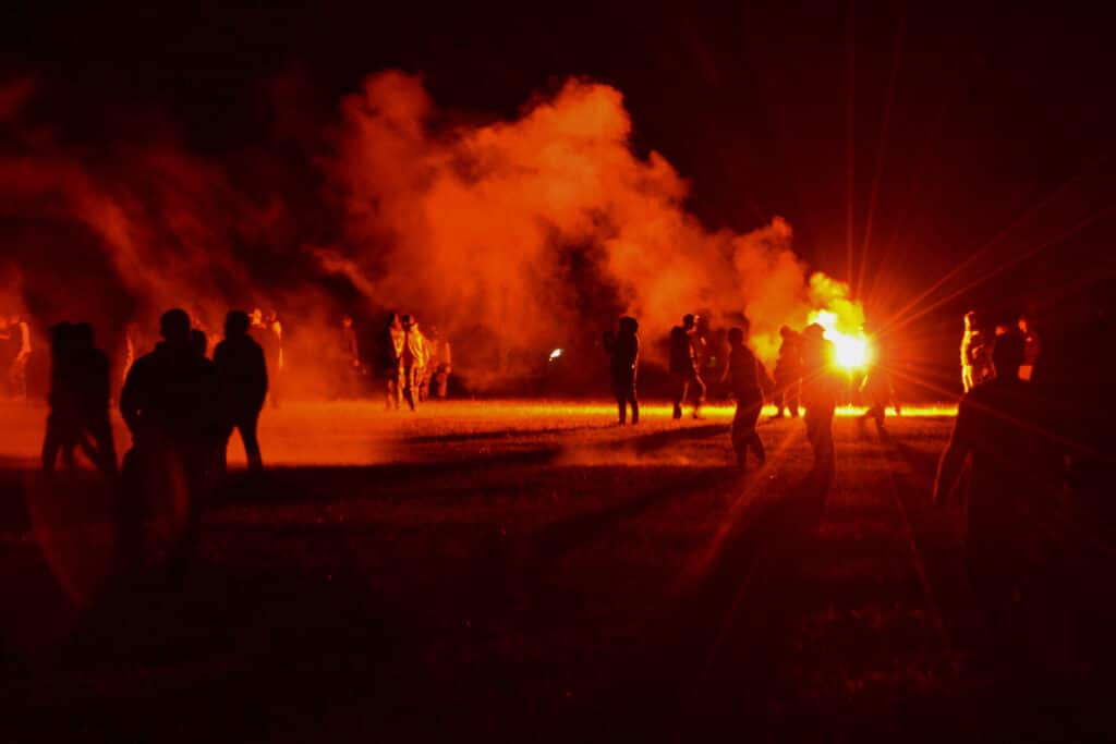 French police clashed with party-goers as they tried to break up an unauthorized