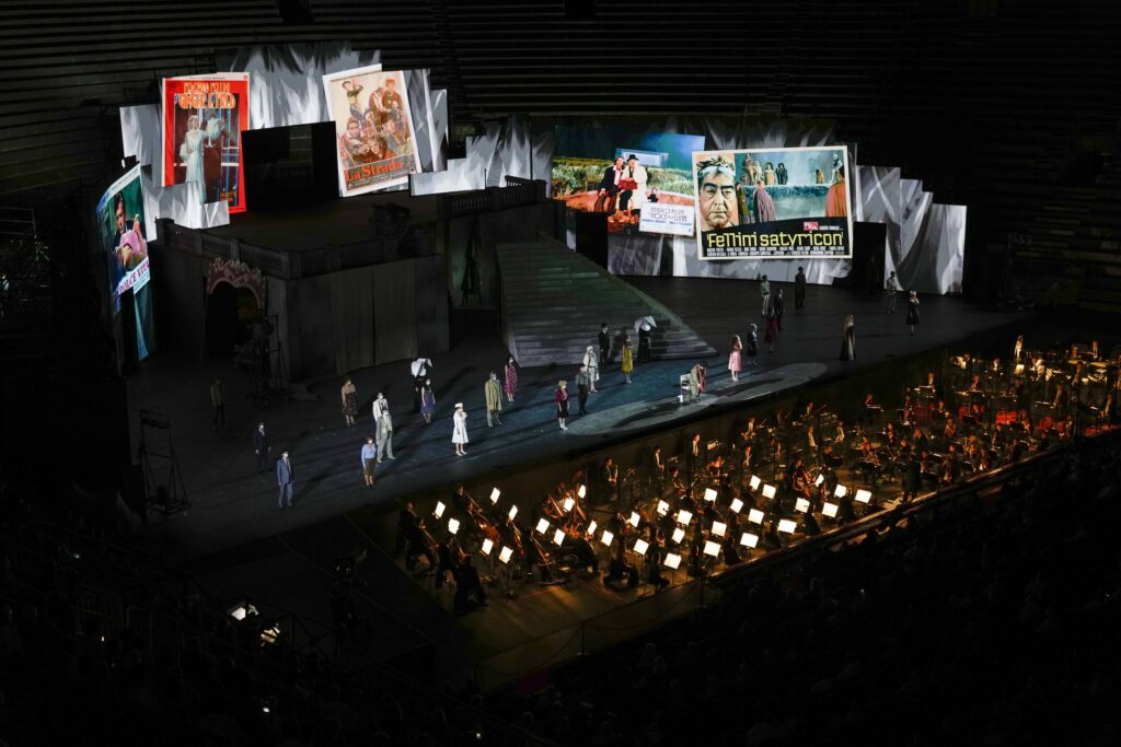 The Verona Arena amphitheater in northern Italy has returned to staging full operas