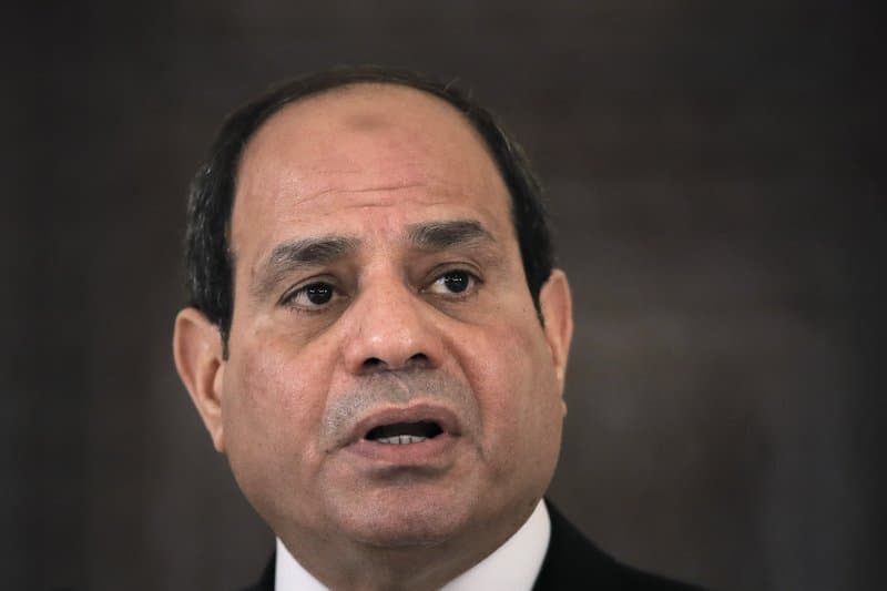 Egyptian President Abdel Fattah el-Sisi speaks during a press conference in Bucharest