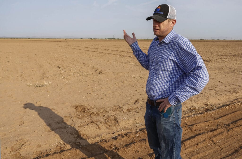 Will Thelander, a fourth-generation farmer, talks about having to leave fields unplanted