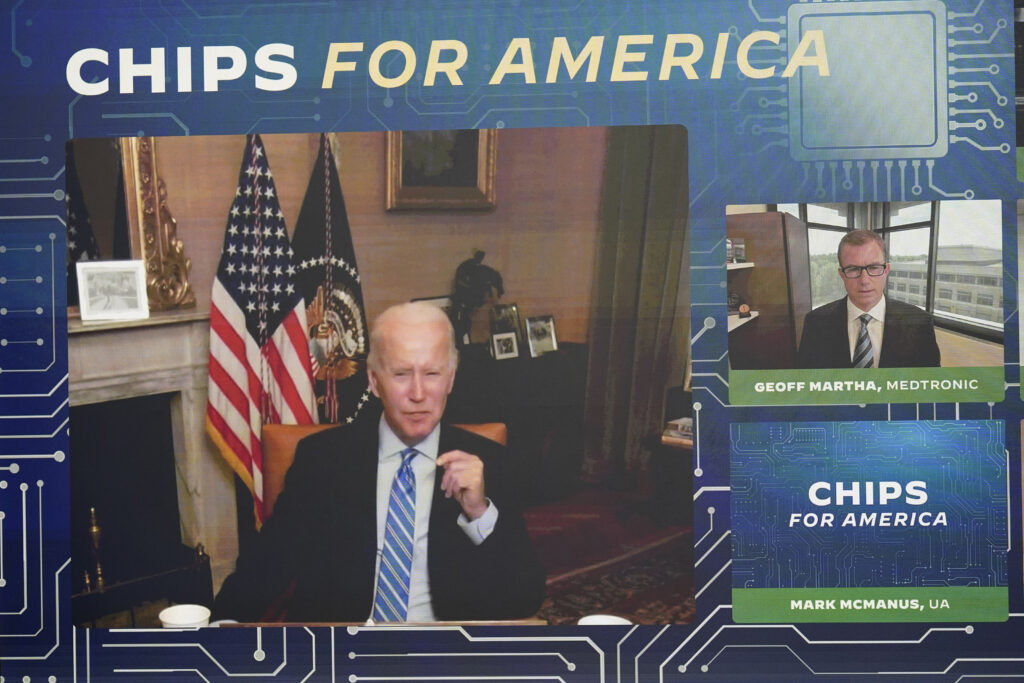 Biden presses computer chips case in advance of Senate vote