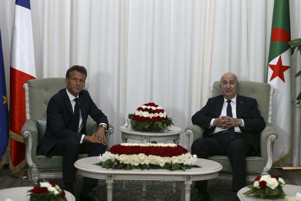 Macrons Arrives at Algeria, meets President Tabboune
