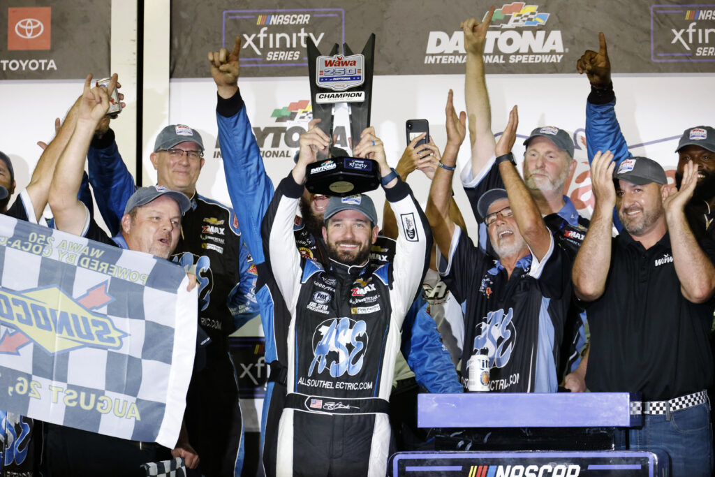 Clements wins at crash-filled Daytona, reaches postseason