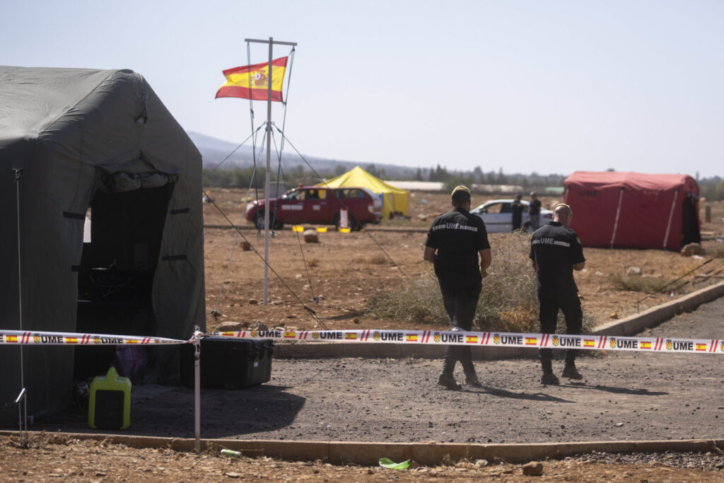 Spanish Emergency Unit to assist with the rescue mission for victims of the earthquake, in the town of Amizmiz, near Marrakech, Morocco, Monday, Sept. 11, 2023. Rescue crews expanded their efforts on Monday as the earthquake's death toll continued to climb to more than 2,400 and displaced people worried about where to find shelter. (AP Photo/Mosa'ab Elshamy)